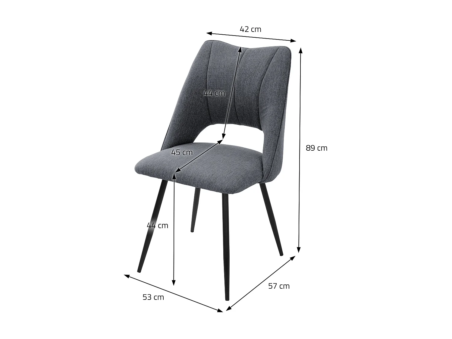 Lot de 4 chaises de salle à manger Chaise de cuisine Chaise de salon Chaise rembourrée Dossier Gris