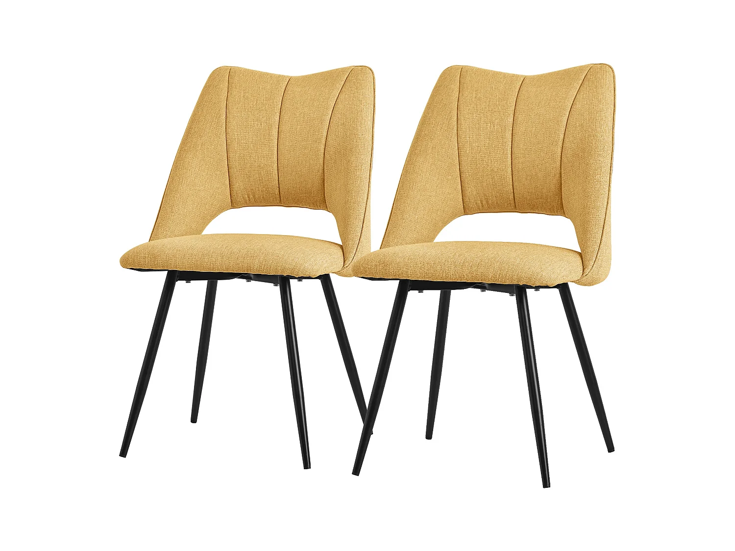 Lot de 2 chaises de salle à manger chaise de cuisine chaise de salon chaise rembourrée dossier moutarde