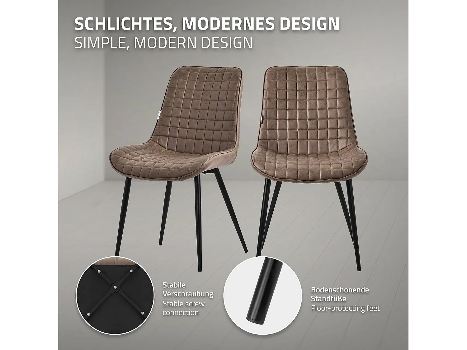 ML-Design Sedie da pranzo set di 4 marrone rivestimento in similpelle sedia da cucina con schienale con gambe in metallo seggiola da studio ufficio