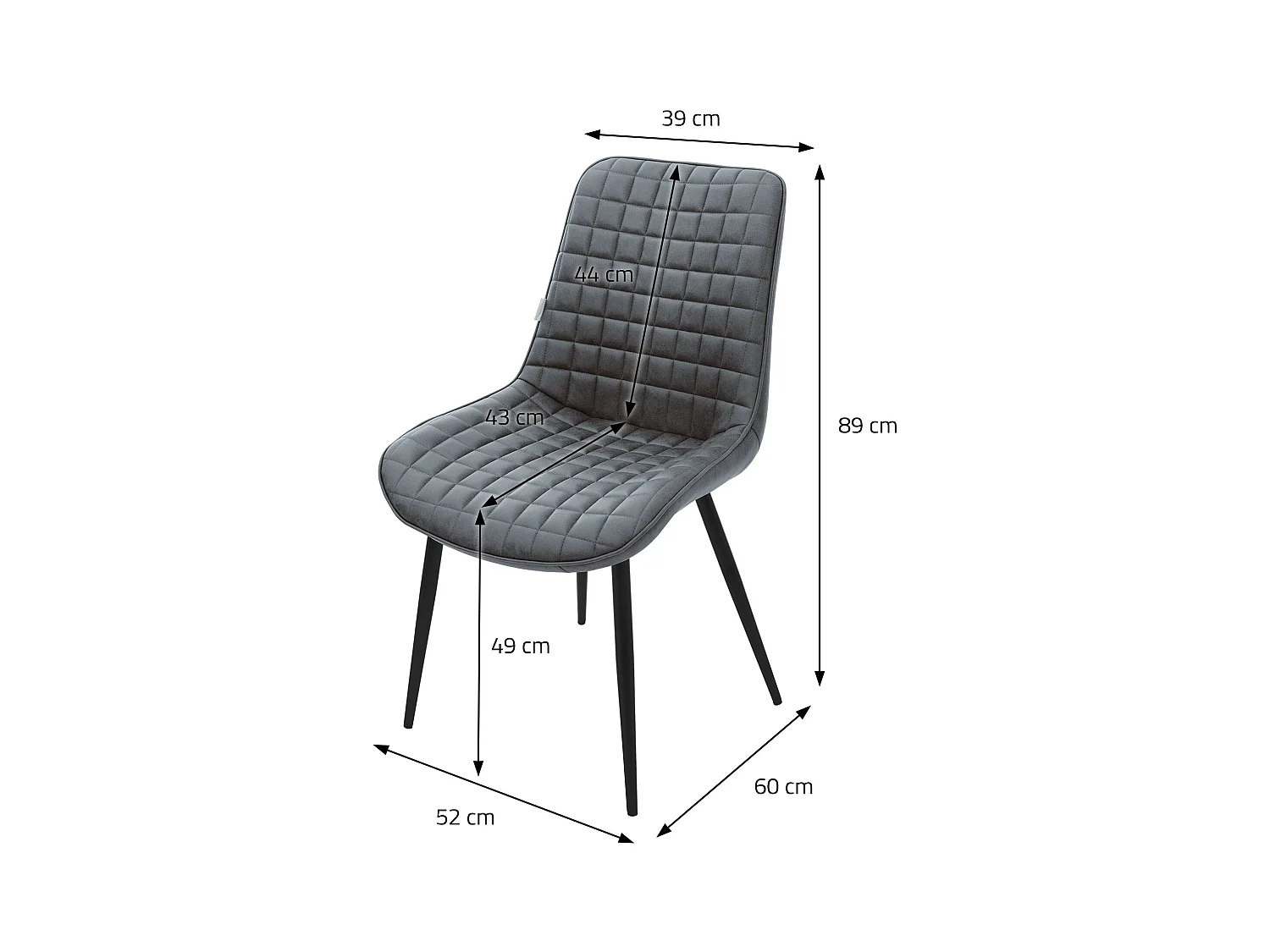 Lot de 6 chaises Chaises de salle à manger Chaise de cuisine Chaises de salon PU simili cuir Anthracite