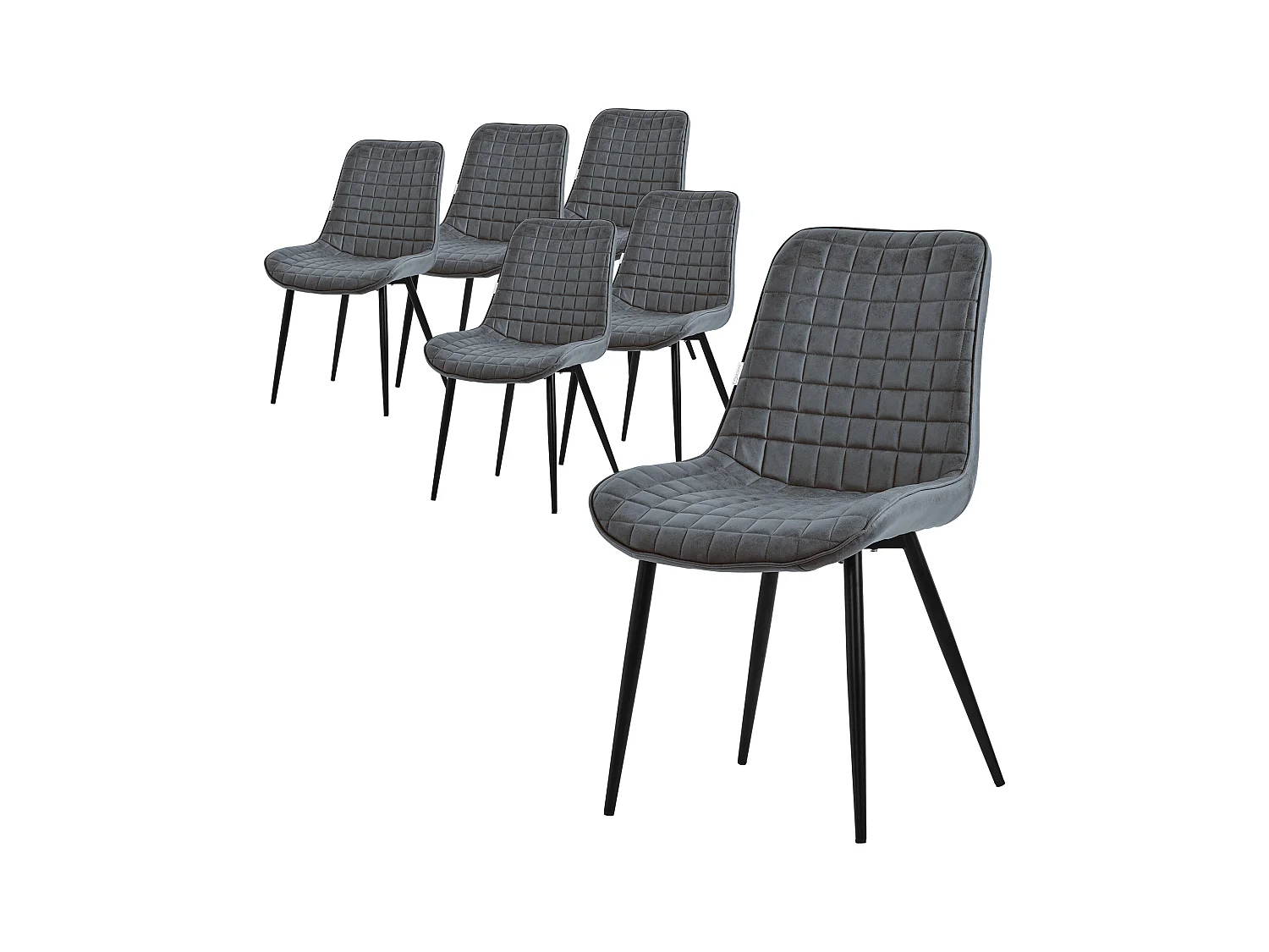 Lote de 6 sillas Sillas de comedor Sillas de cocina Sillas de salón PU piel artificial antracita