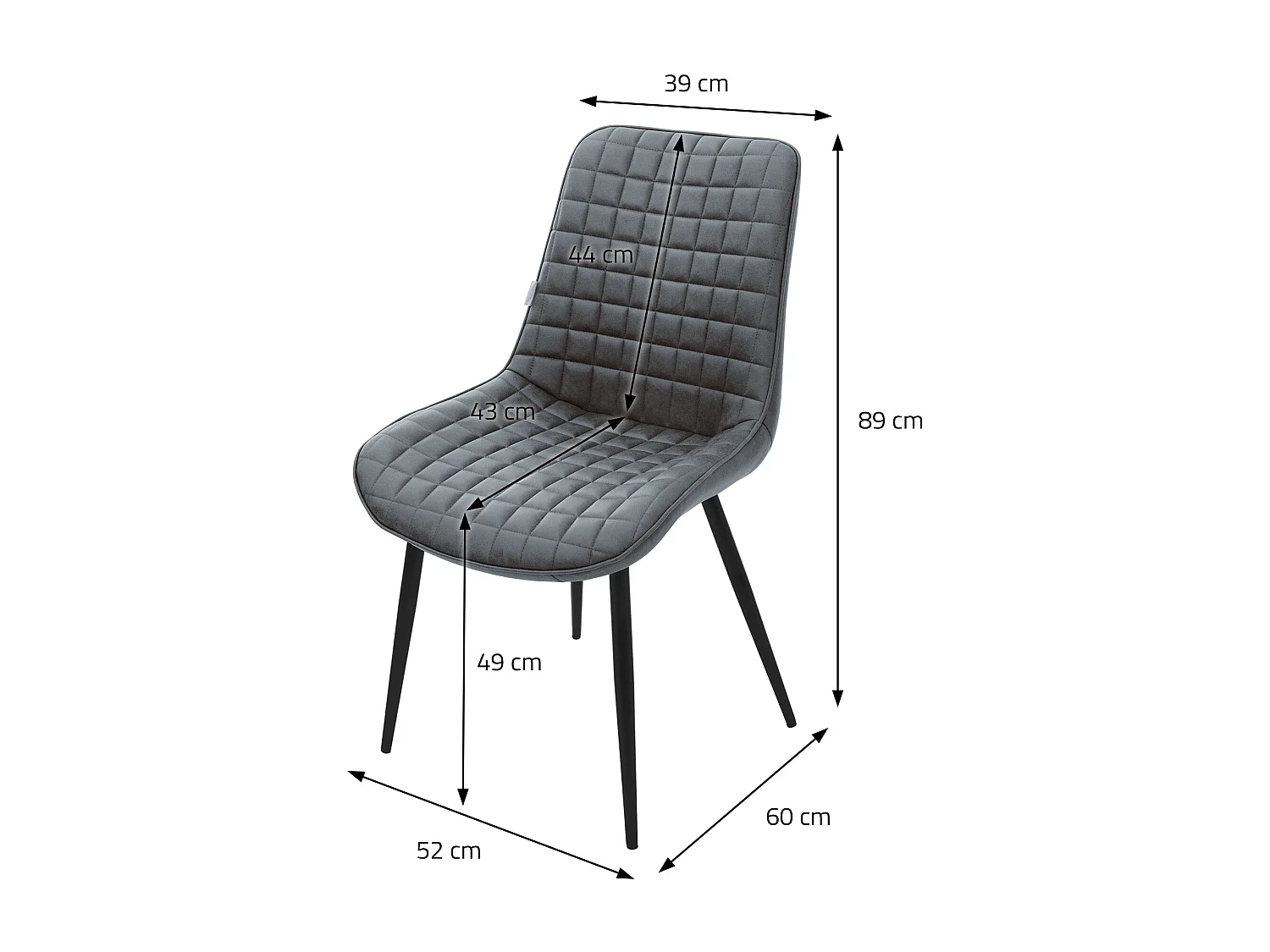 Lot de 6 chaises Chaises de salle à manger Chaise de cuisine Chaises de salon PU simili cuir Anthracite