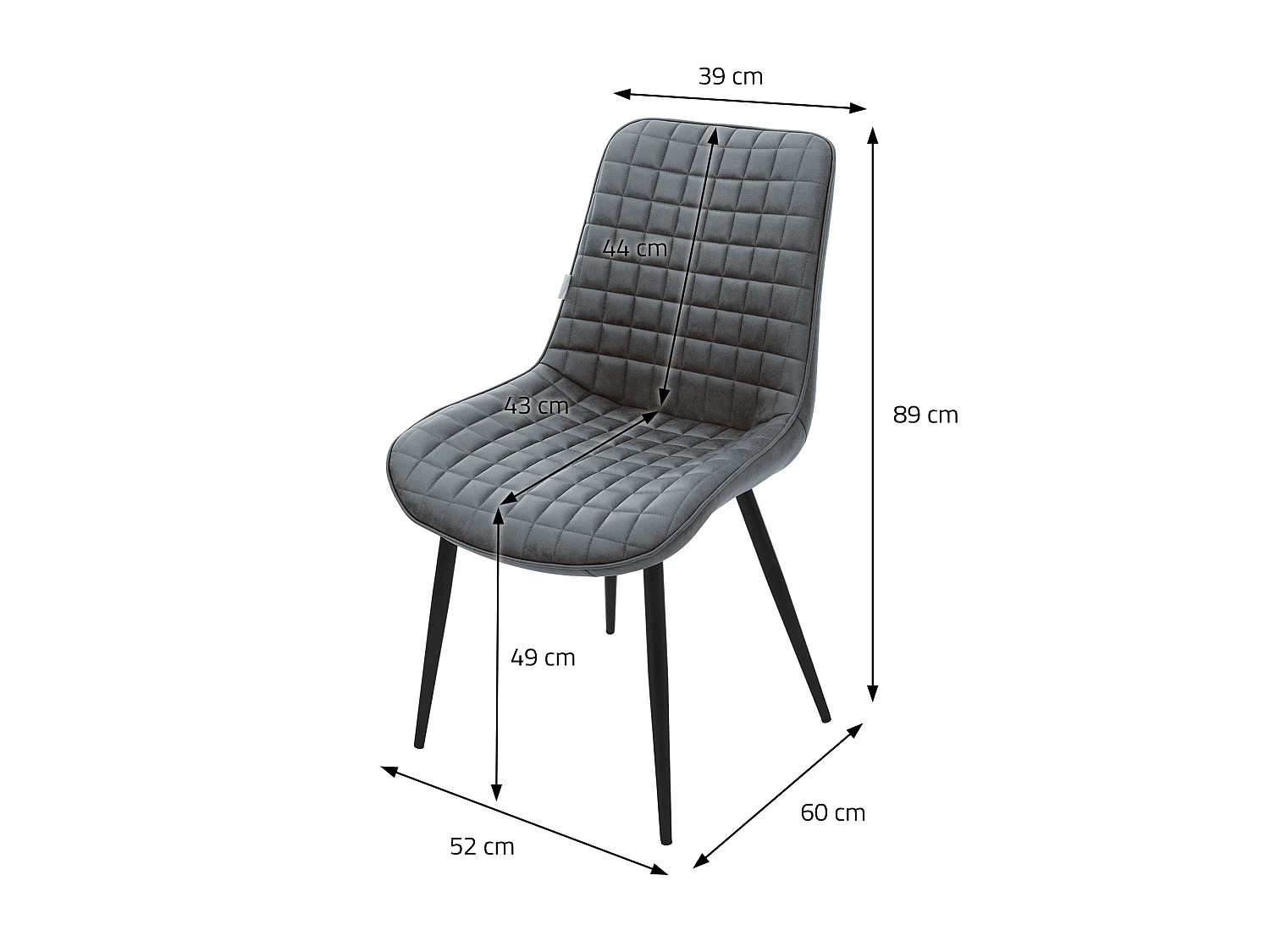 ML-Design 6x Sillas de comedor antracita tapizado aspecto polipiel con resplado y patas metal sillón moderno acolchado para hogar oficina