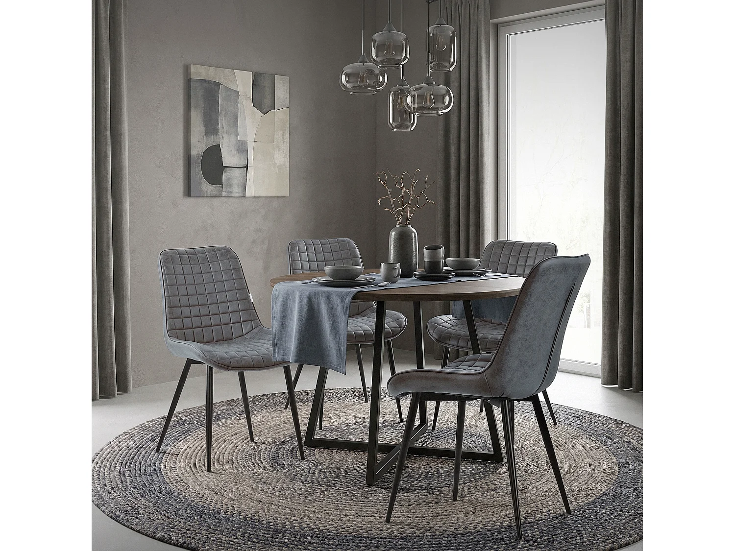 ML-Design 6x Sillas de comedor antracita tapizado aspecto polipiel con resplado y patas metal sillón moderno acolchado para hogar oficina