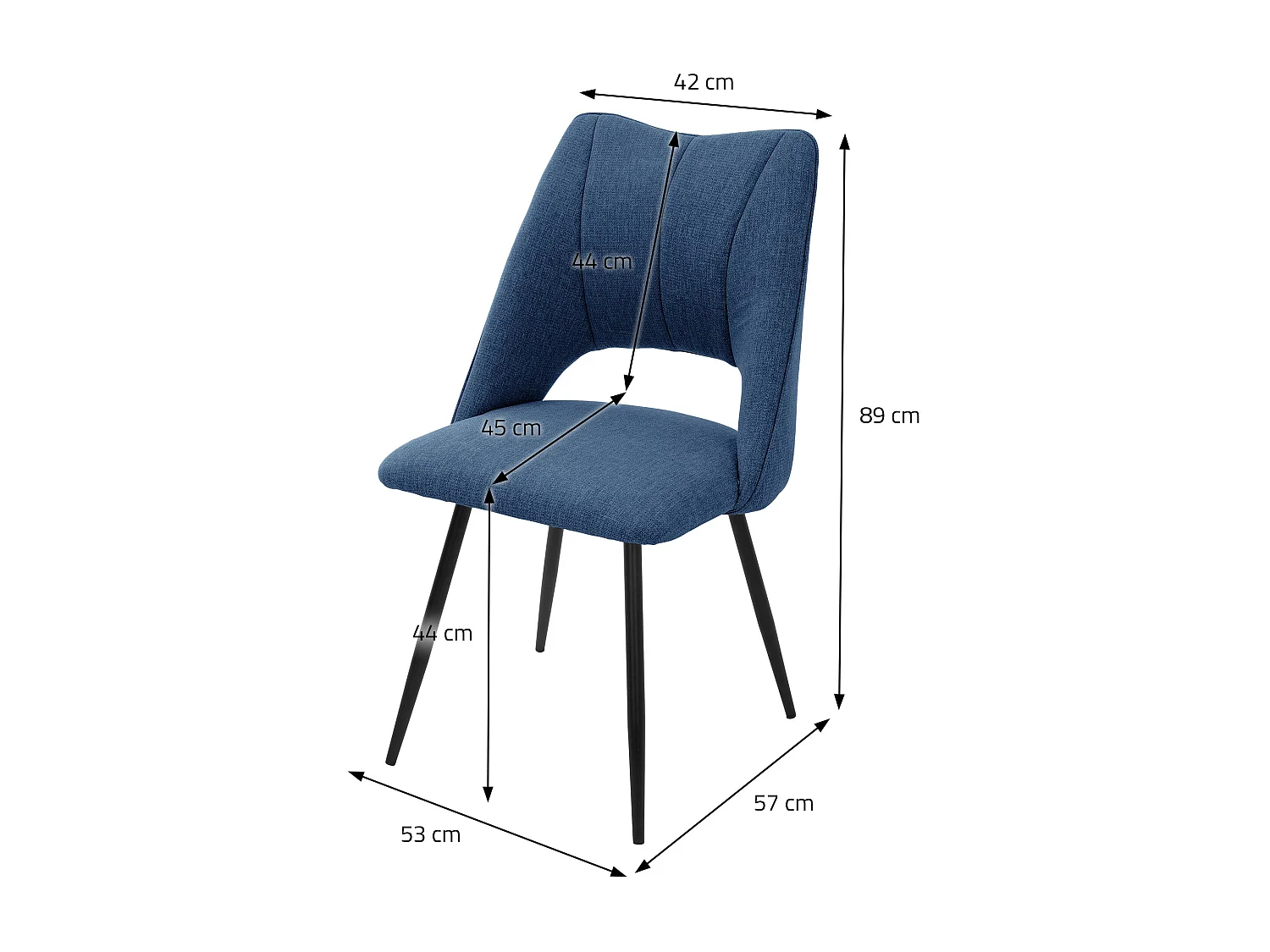 Lote de 4 sillas de comedor silla de cocina silla de salón silla tapizada respaldo azul