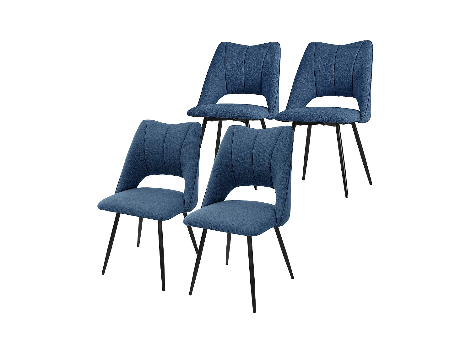 Lot de 4 chaises de salle à manger Chaise de cuisine Chaise de salon Chaise rembourrée Dossier bleu
