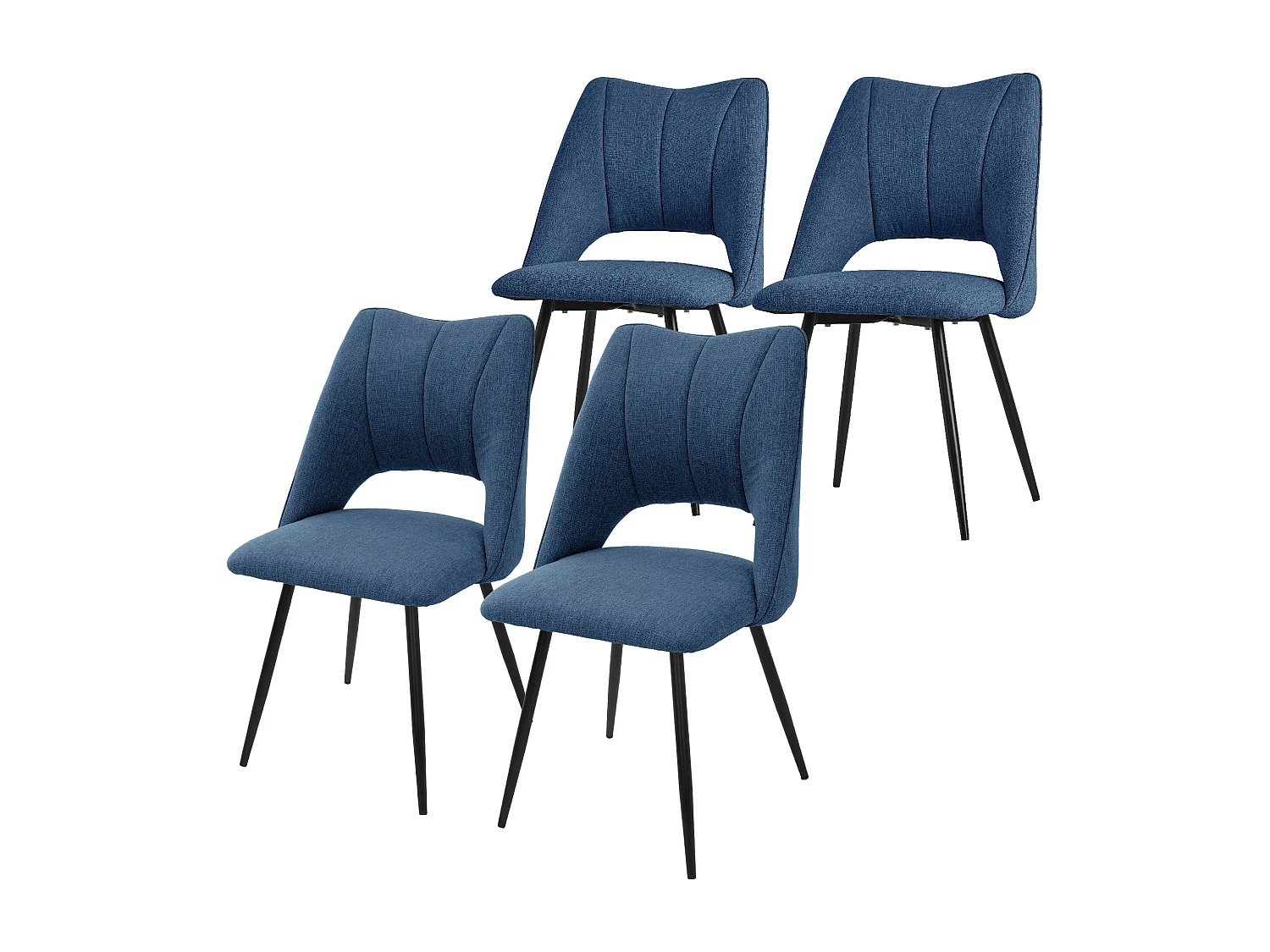 Lot de 4 chaises de salle à manger Chaise de cuisine Chaise de salon Chaise rembourrée Dossier bleu