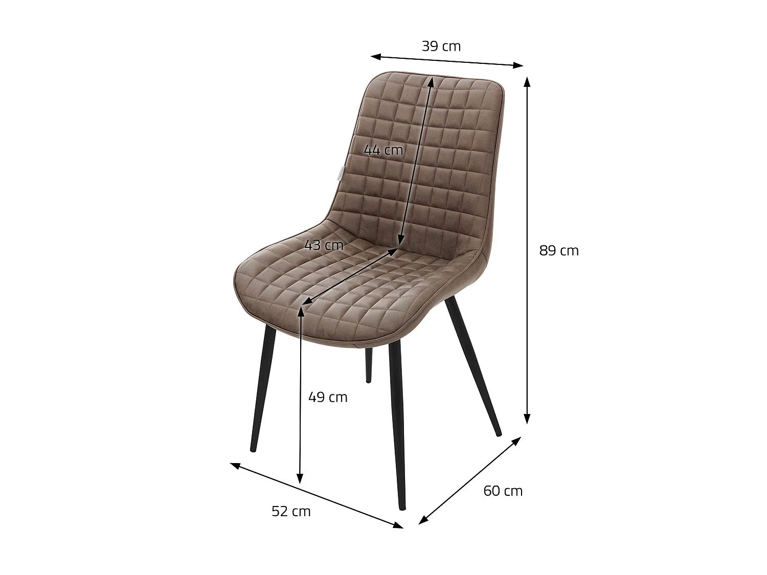 ML-Design Sedie da pranzo set di 2 marrone rivestimento in similpelle sedia da cucina con schienale con gambe in metallo seggiola da studio ufficio