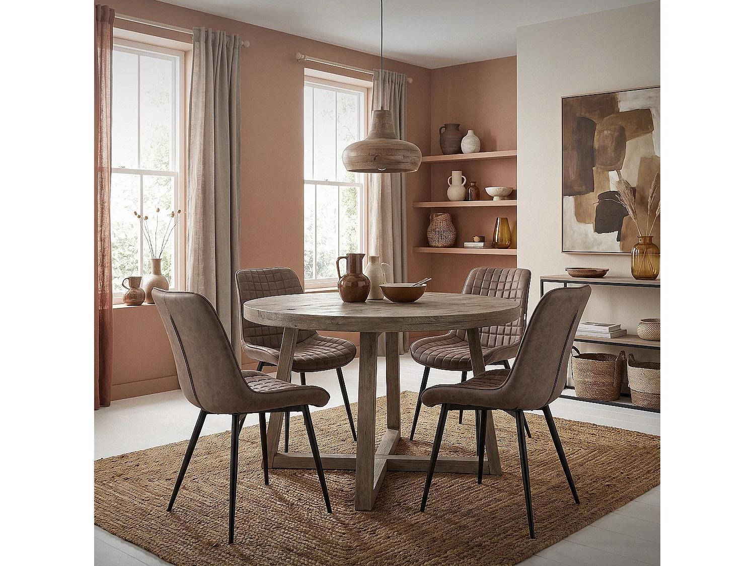 ML-Design Sedie da pranzo set di 2 marrone rivestimento in similpelle sedia da cucina con schienale con gambe in metallo seggiola da studio ufficio