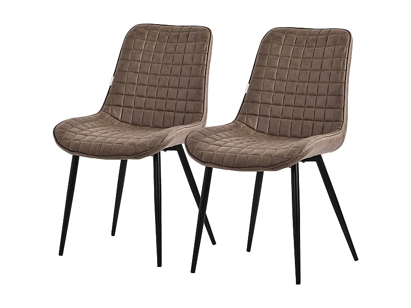 Lot de 2 chaises Chaise de salle à manger Chaise de cuisine Chaise de salon Marron Similicuir PU