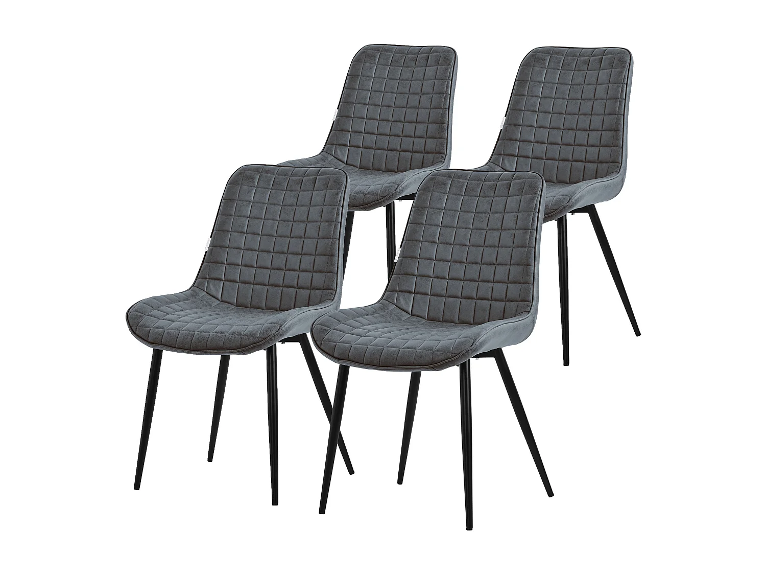 Lot de 4 chaises Chaise de salle à manger Chaise de cuisine Chaise de salon PU simili cuir Anthracite