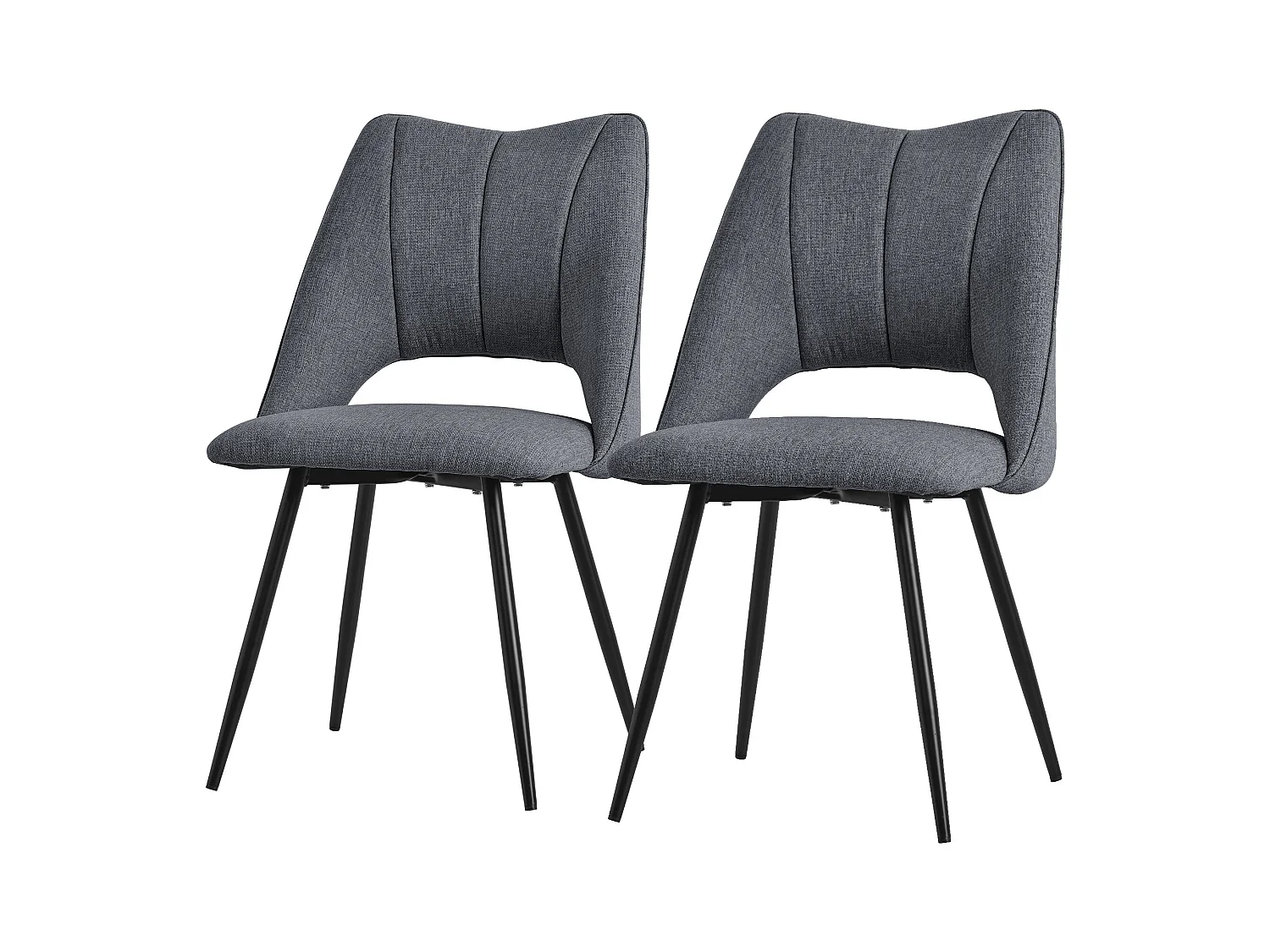 Lot de 2 chaises de salle à manger Chaise de cuisine Chaise de salon Chaise rembourrée Dossier Gris