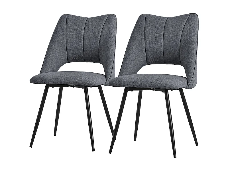 Set di 2 sedie da pranzo sedia da cucina sedia da soggiorno sedia imbottita schienale grigio
