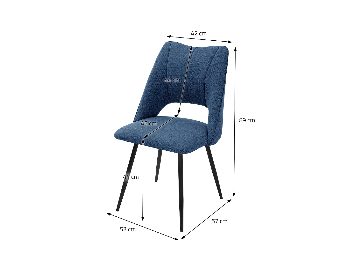 Lote de 2 sillas de comedor silla de cocina silla de salón respaldo tapizado azul