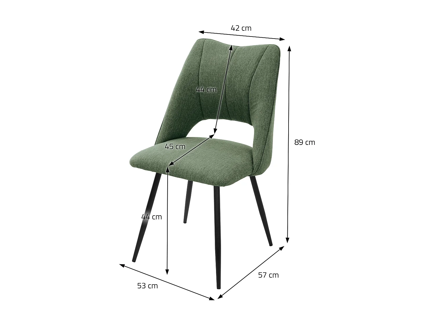 Set de 4 chaises de salle à manger Chaise de cuisine Chaise de salon Chaise rembourrée Dossier Vert