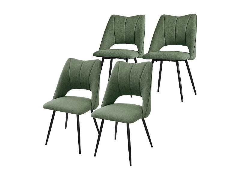 Set de 4 chaises de salle à manger Chaise de cuisine Chaise de salon Chaise rembourrée Dossier Vert