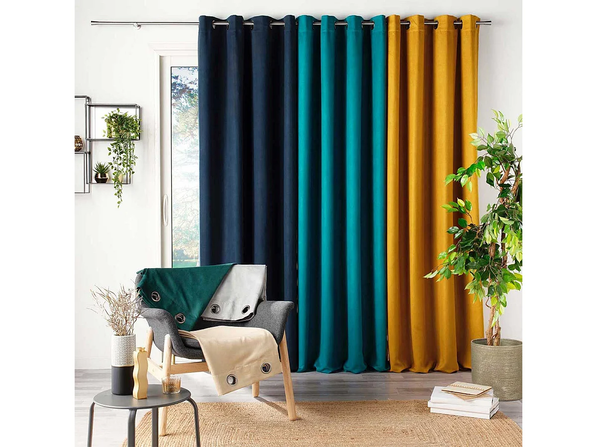 Rideau à Œillets "Sultane" 140x240cm Bleu Pétrole