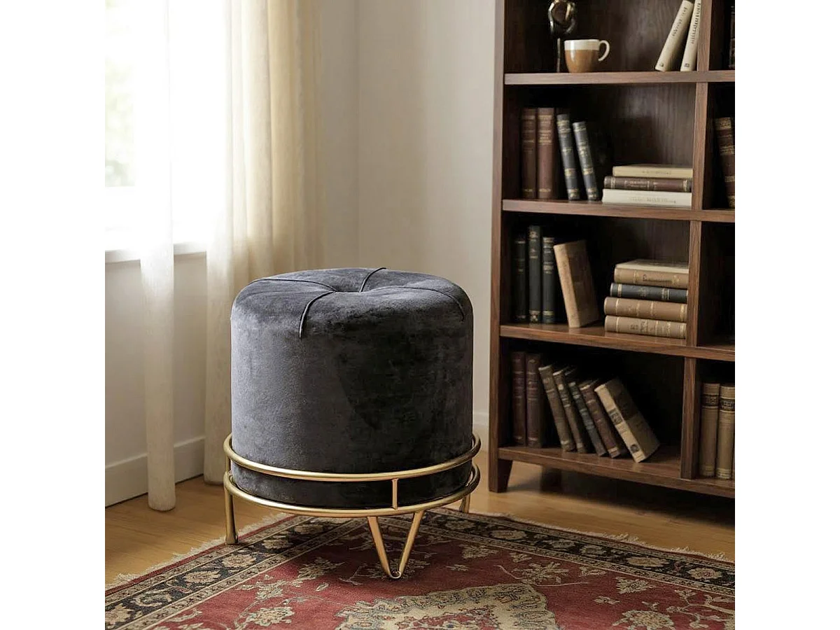 Pouf Rond Design "Love Is All" 40cm Gris