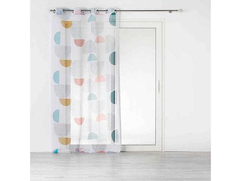 Rideau Voilage à Œillets "Pop Art" 140x240cm Bleu