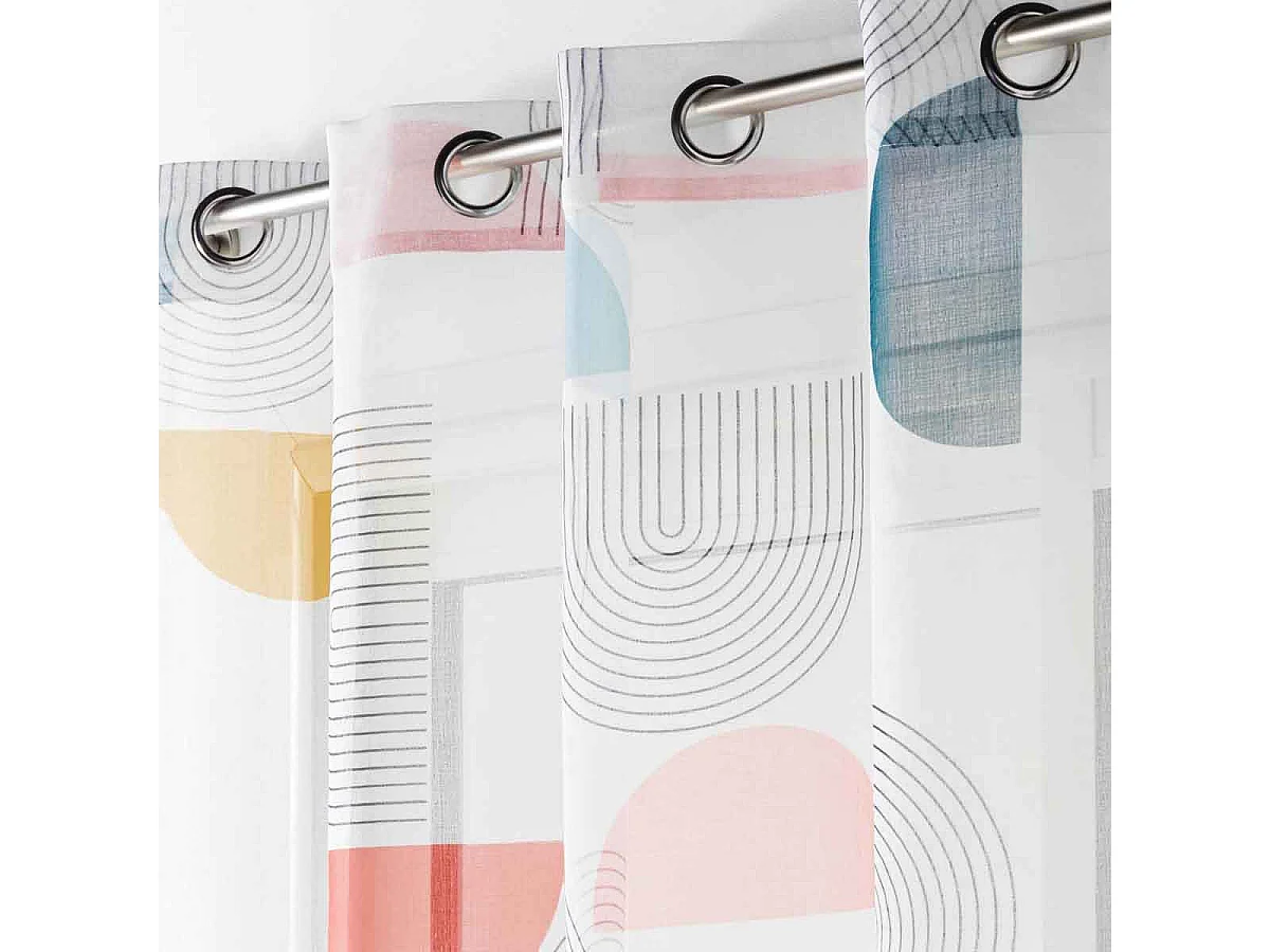 Rideau Voilage à Œillets "Pop Art" 140x240cm Bleu