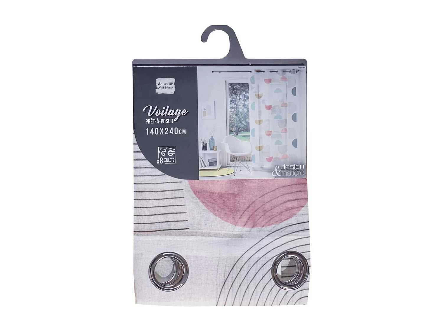 Rideau Voilage à Œillets "Pop Art" 140x240cm Bleu