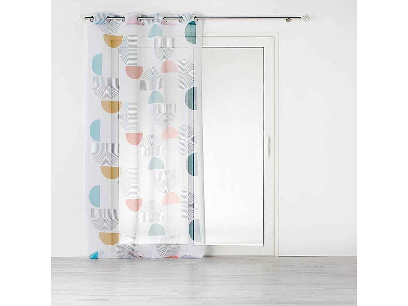 Rideau Voilage à Œillets "Pop Art" 140x240cm Bleu