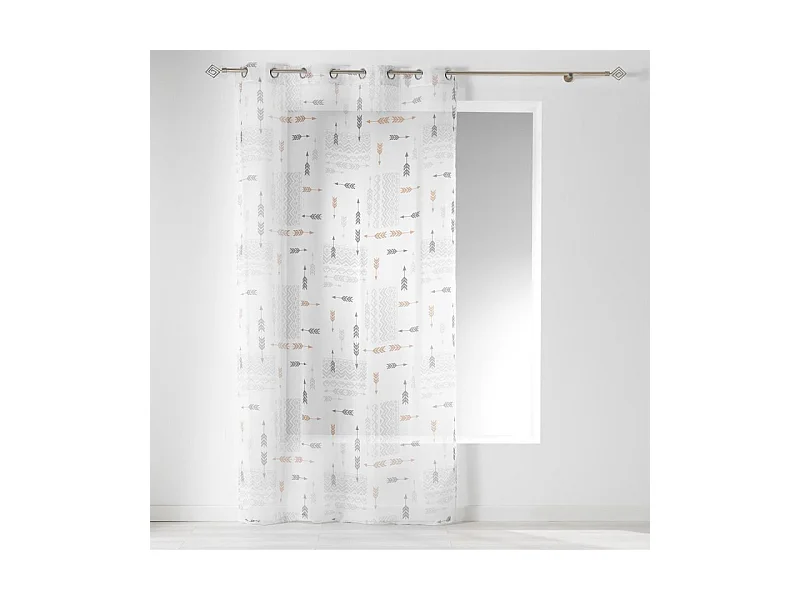 Rideau Voilage à Œillets "Boho Chic" 140x240cm Blanc