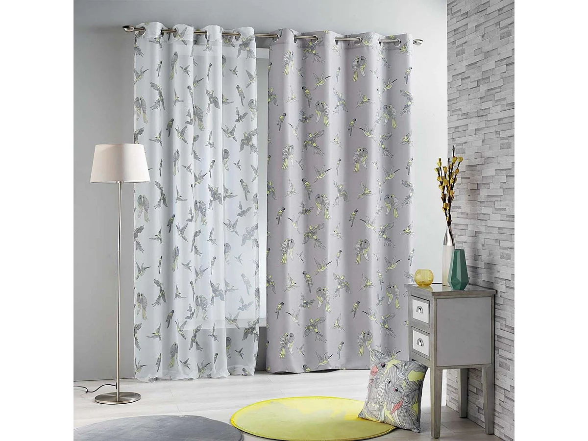 Rideau Voilage à Œillets "Envolée Chic" 140x240cm Jaune