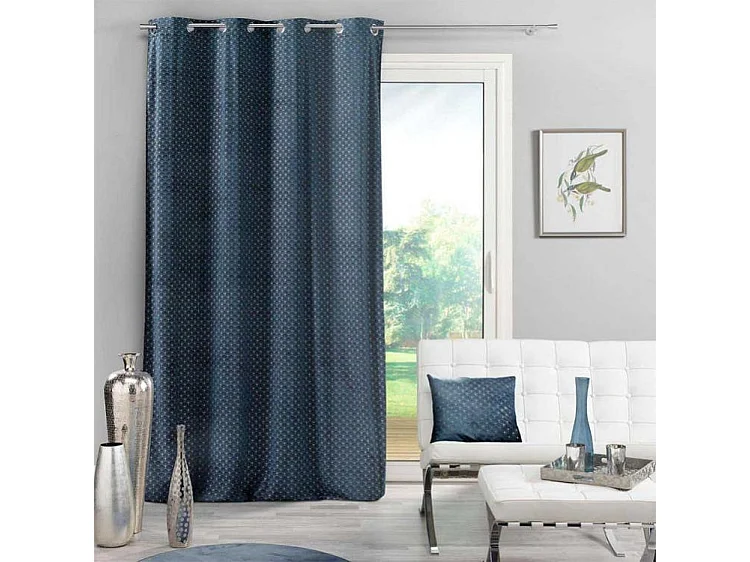 Rideau à Œillets Imprimé "Azureor" 140x240cm Bleu