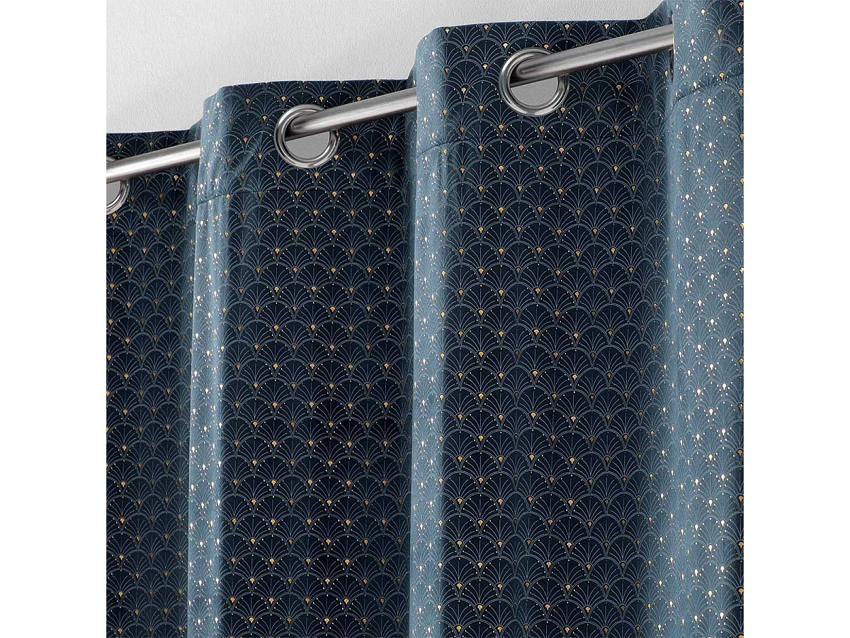 Rideau à Œillets Imprimé "Azureor" 140x240cm Bleu
