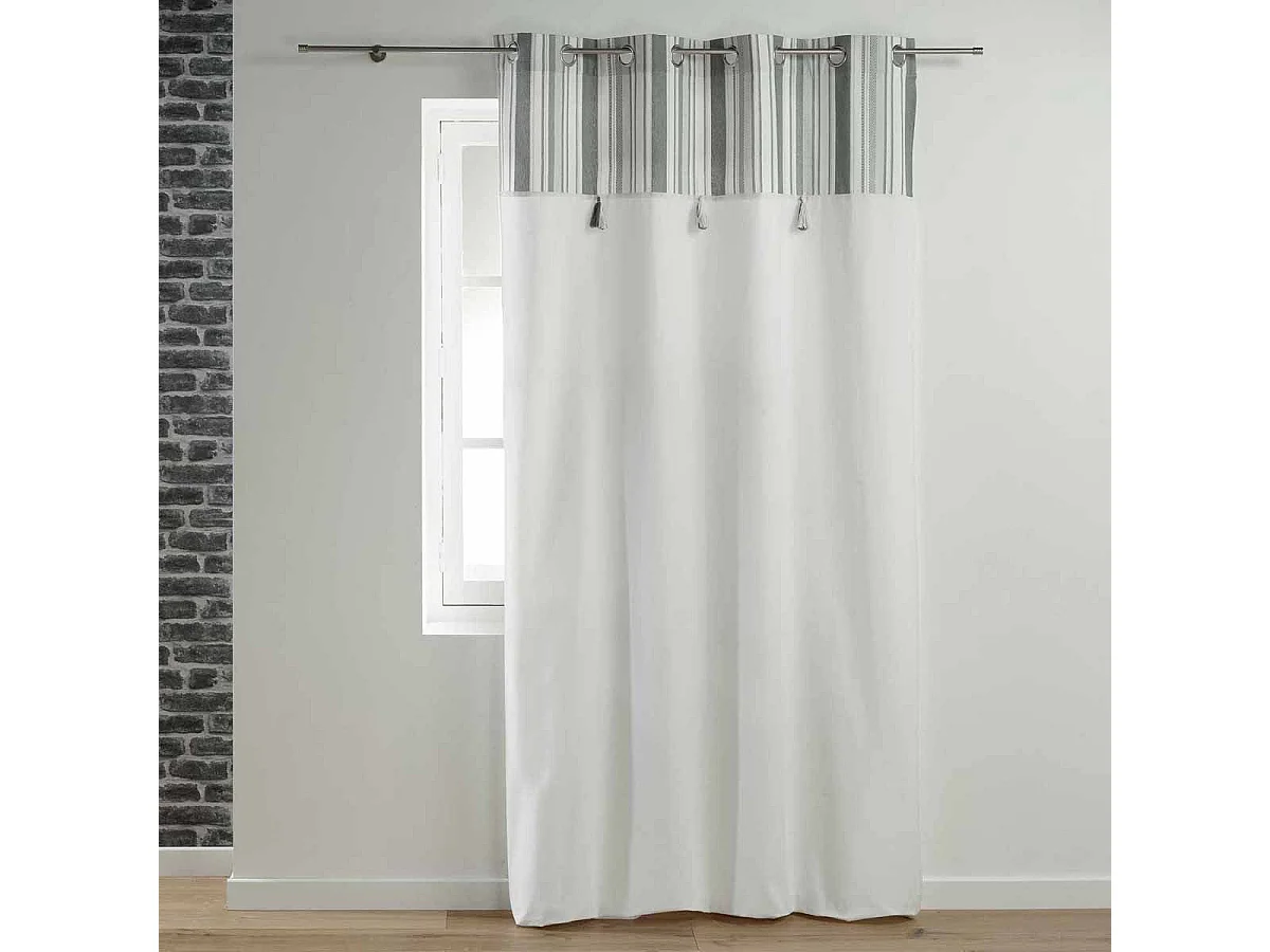 Rideau à Œillets "Santorin" 140x240cm Gris & Blanc