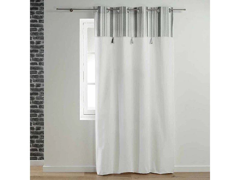 Rideau à Œillets "Santorin" 140x240cm Gris & Blanc