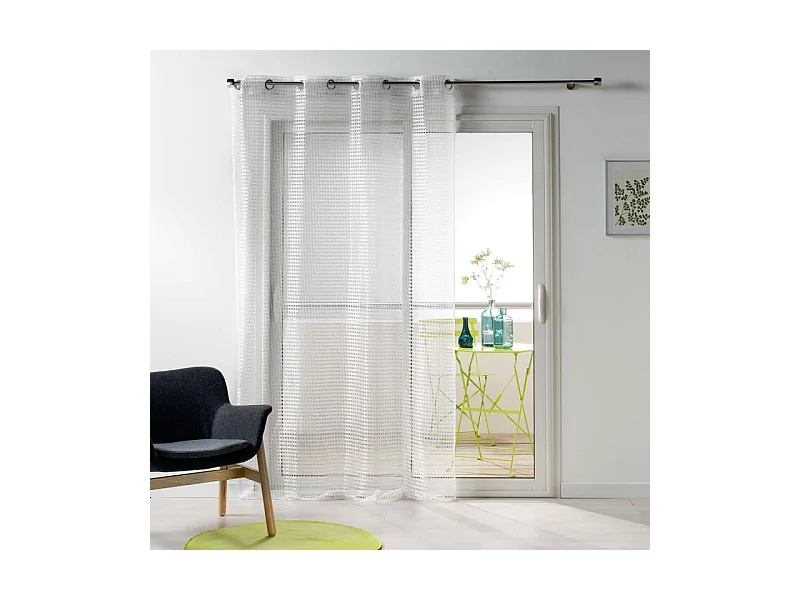 Rideau Voilage Maille "Cadria" 140x240cm Blanc