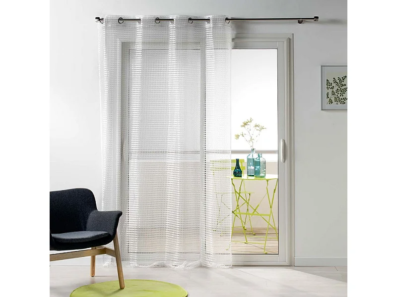 Rideau Voilage Maille "Cadria" 140x240cm Blanc