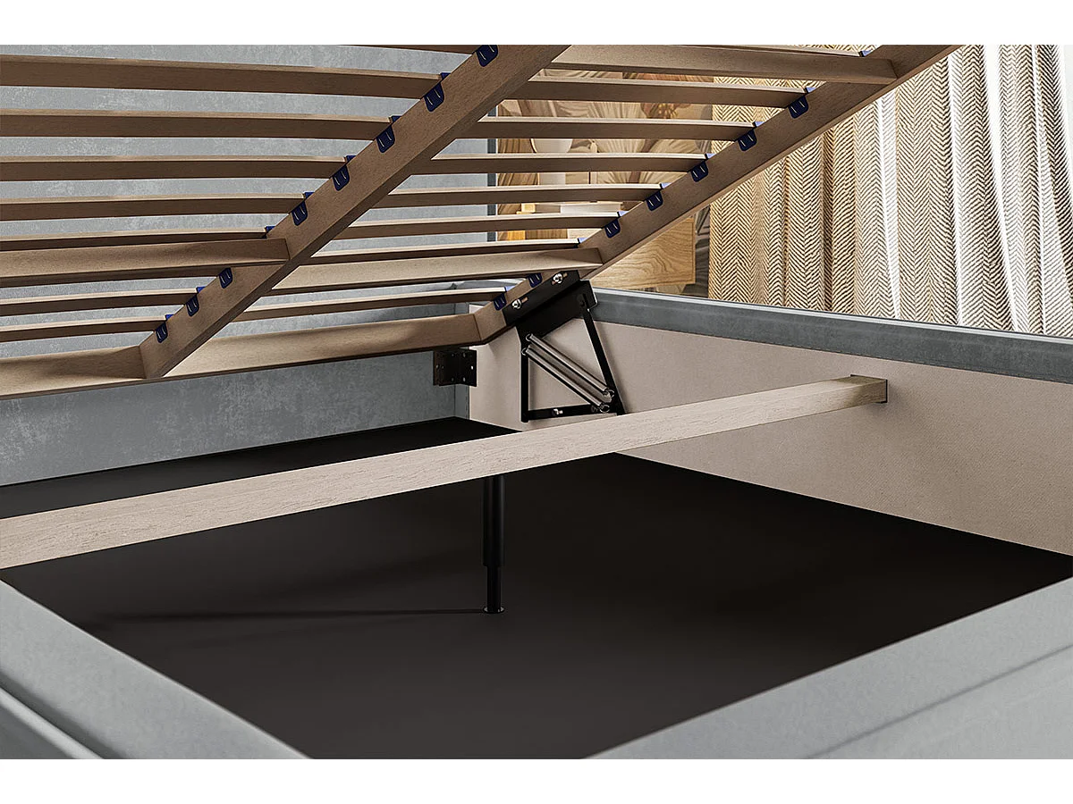 Emporius Gestoffeerd bed 160x200 Kyoto - tweepersoonsbed met opbergruimte - fluwelen Zwart (Amor Velvet 4322)