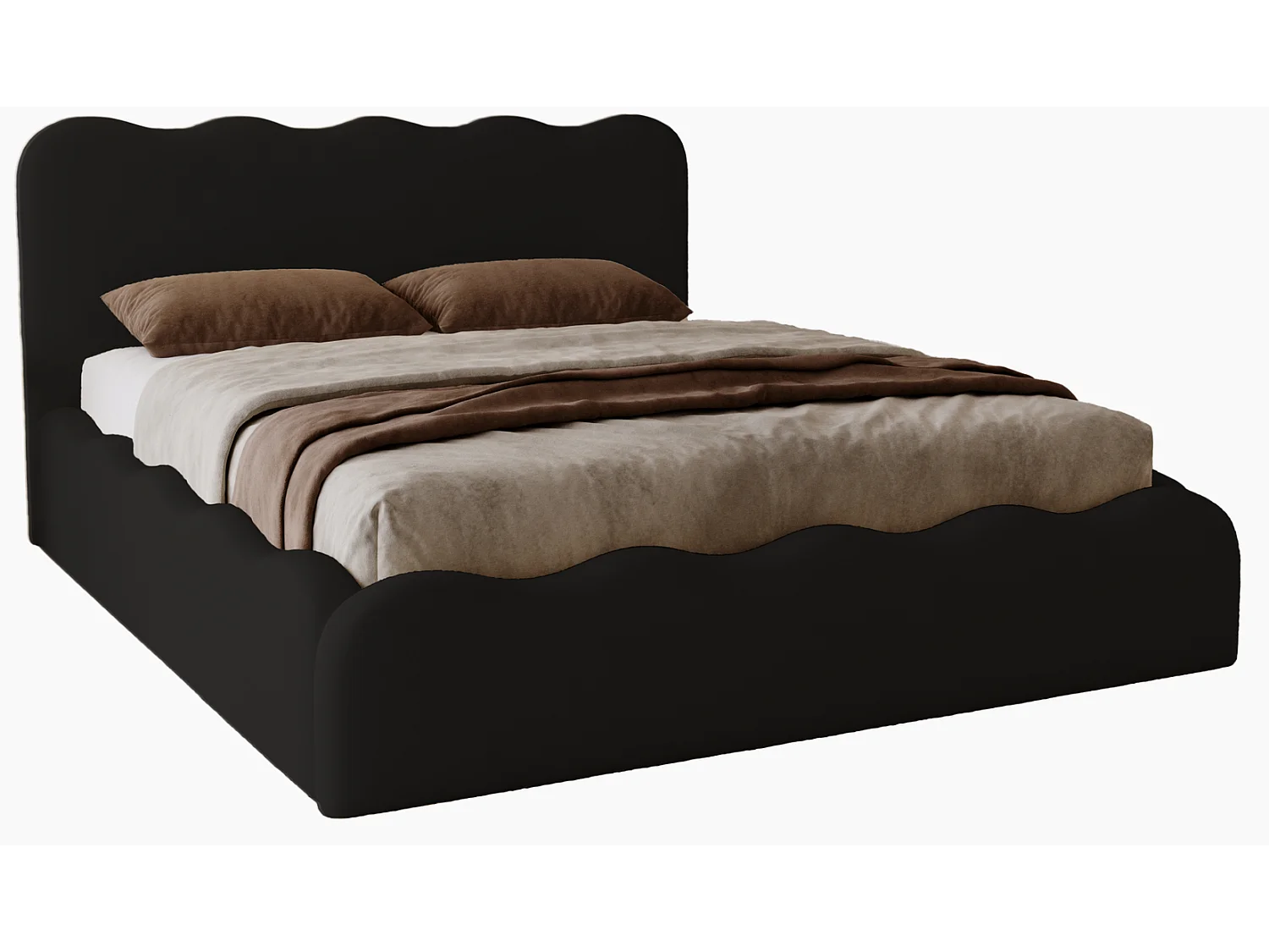 Emporius Gestoffeerd bed 180x200 cm Wave, bed met opbergruimte - fluwelen Zwart (Elegance 21)