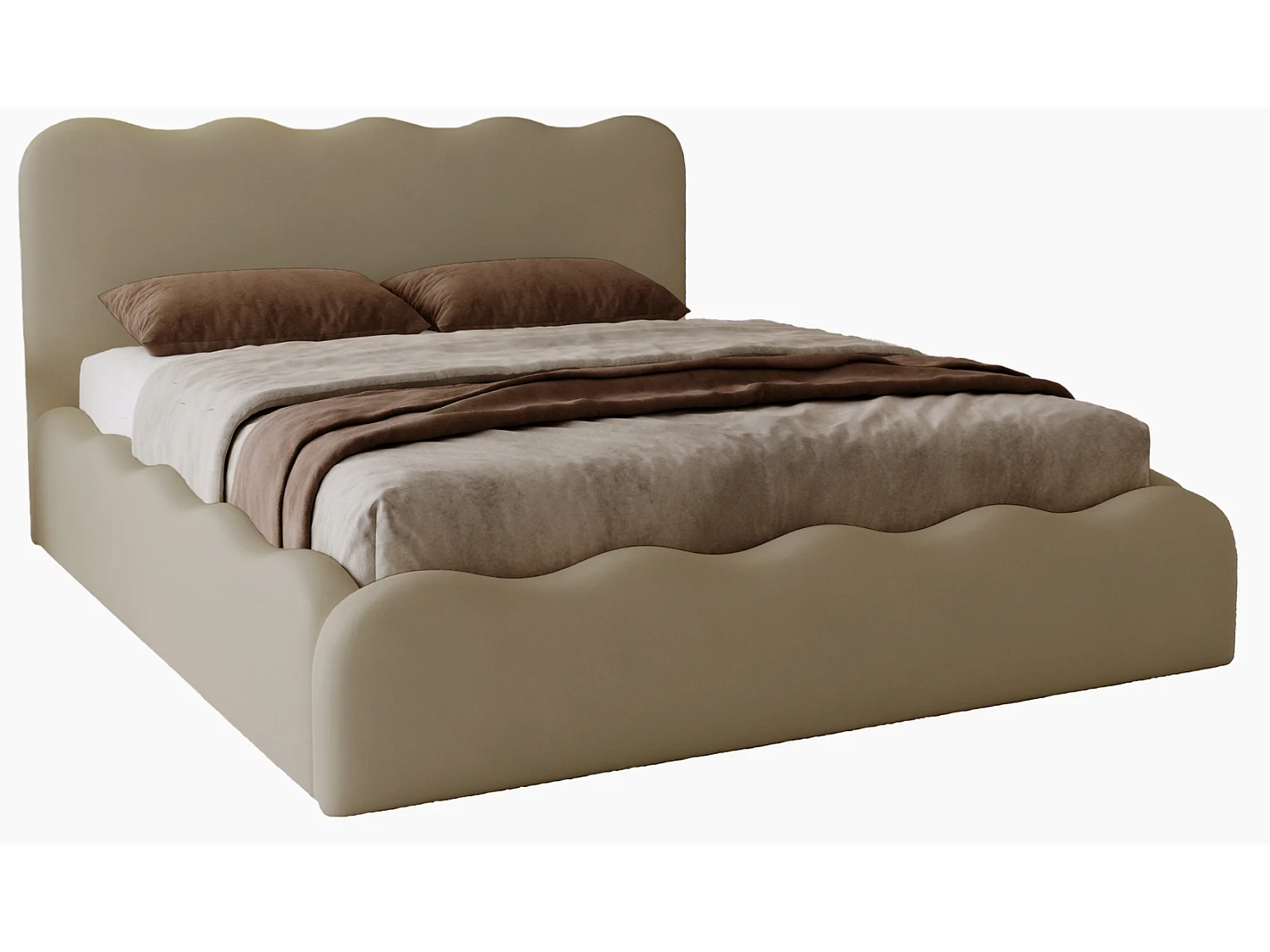 Emporius Polsterbett 200x200 Wave - Doppelbett mit Lattenrost, Bettkasten - Velvet Braun (Elegance 5)