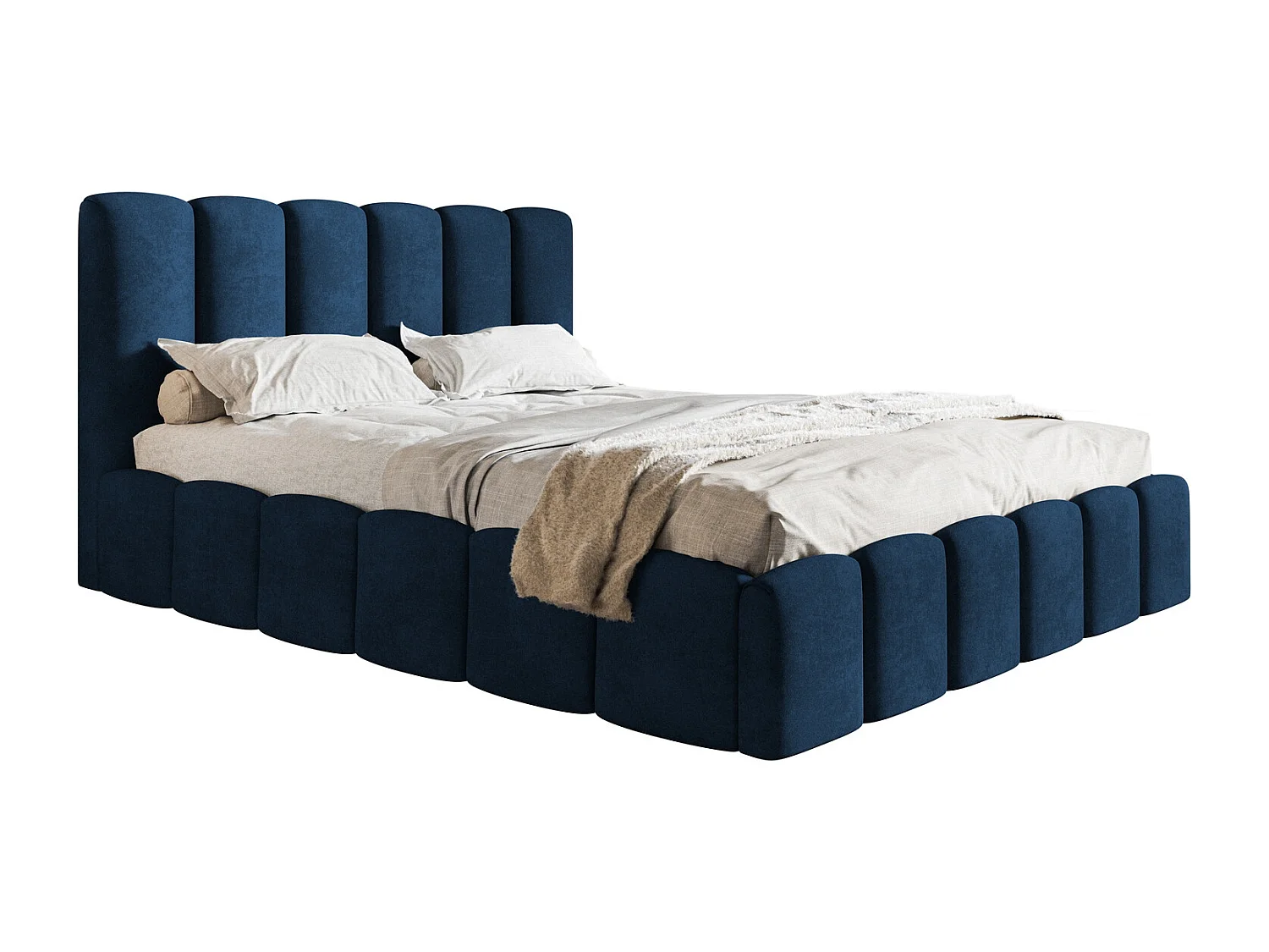 Emporius Gestoffeerd bed met lattenbodem - bed 180x200 Palermo - opbergruimte, fluwelen Blauw (Kronos 09)