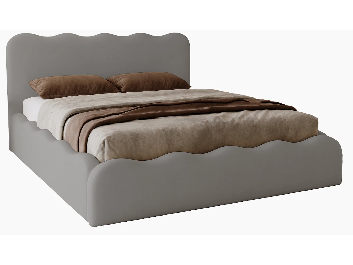 Emporius Lit avec Rangement, Lit double 160 x 200 cm Wave, Lit Gris (Elegance 19)