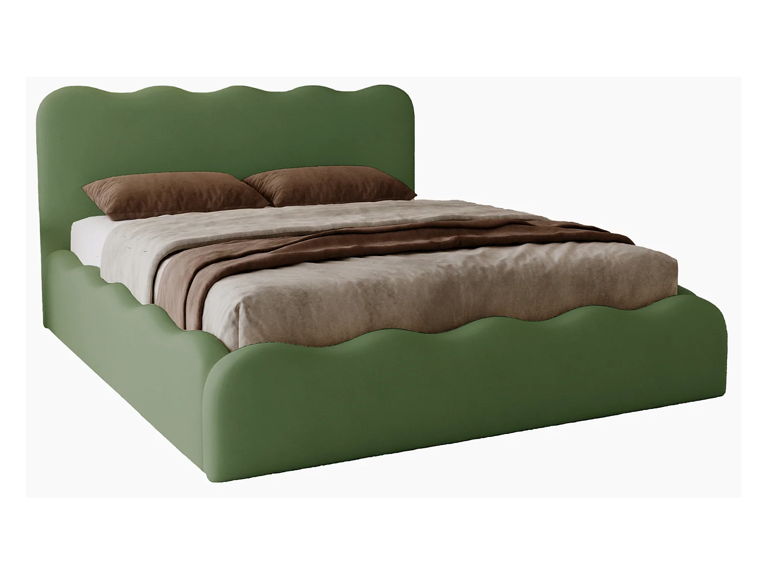 Emporius Lit avec Rangement, Lit double 160 x 200 cm Wave, Lit Vert (Elegance 10)