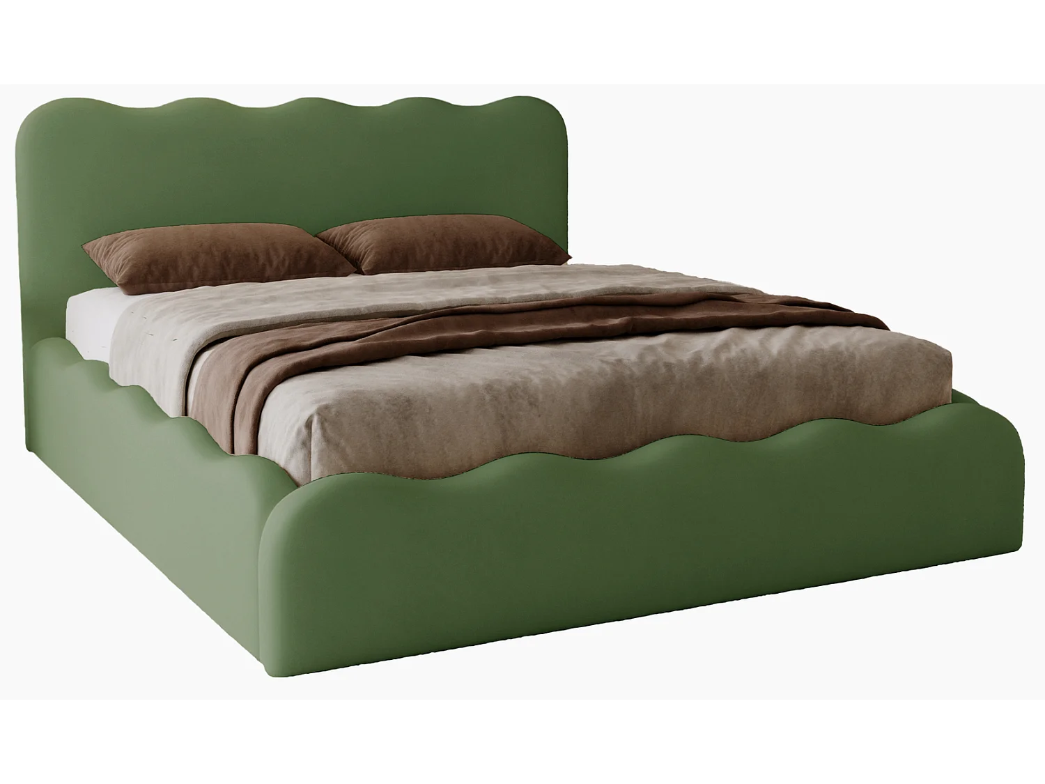 Emporius Lit avec Rangement, Lit double 160 x 200 cm Wave, Lit Vert (Elegance 10)