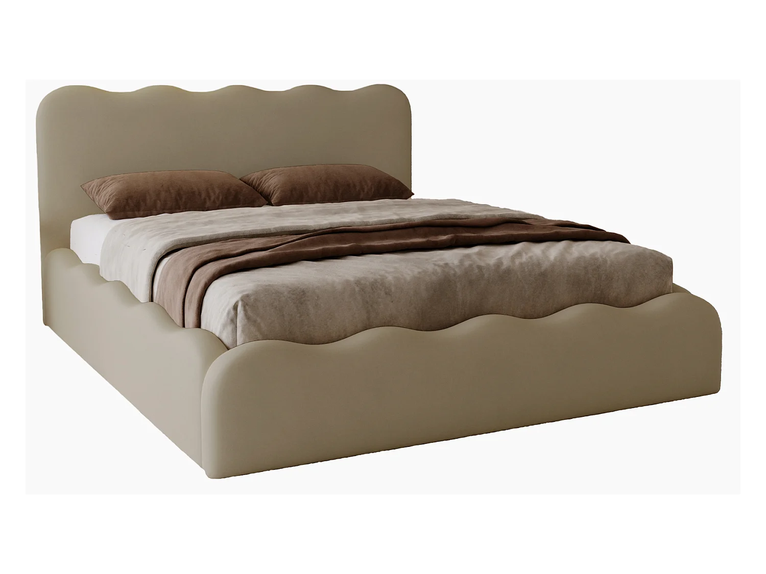 Emporius Lit avec Rangement, Lit double 180 x 200 cm Wave, Lit Brun (Elegance 5)