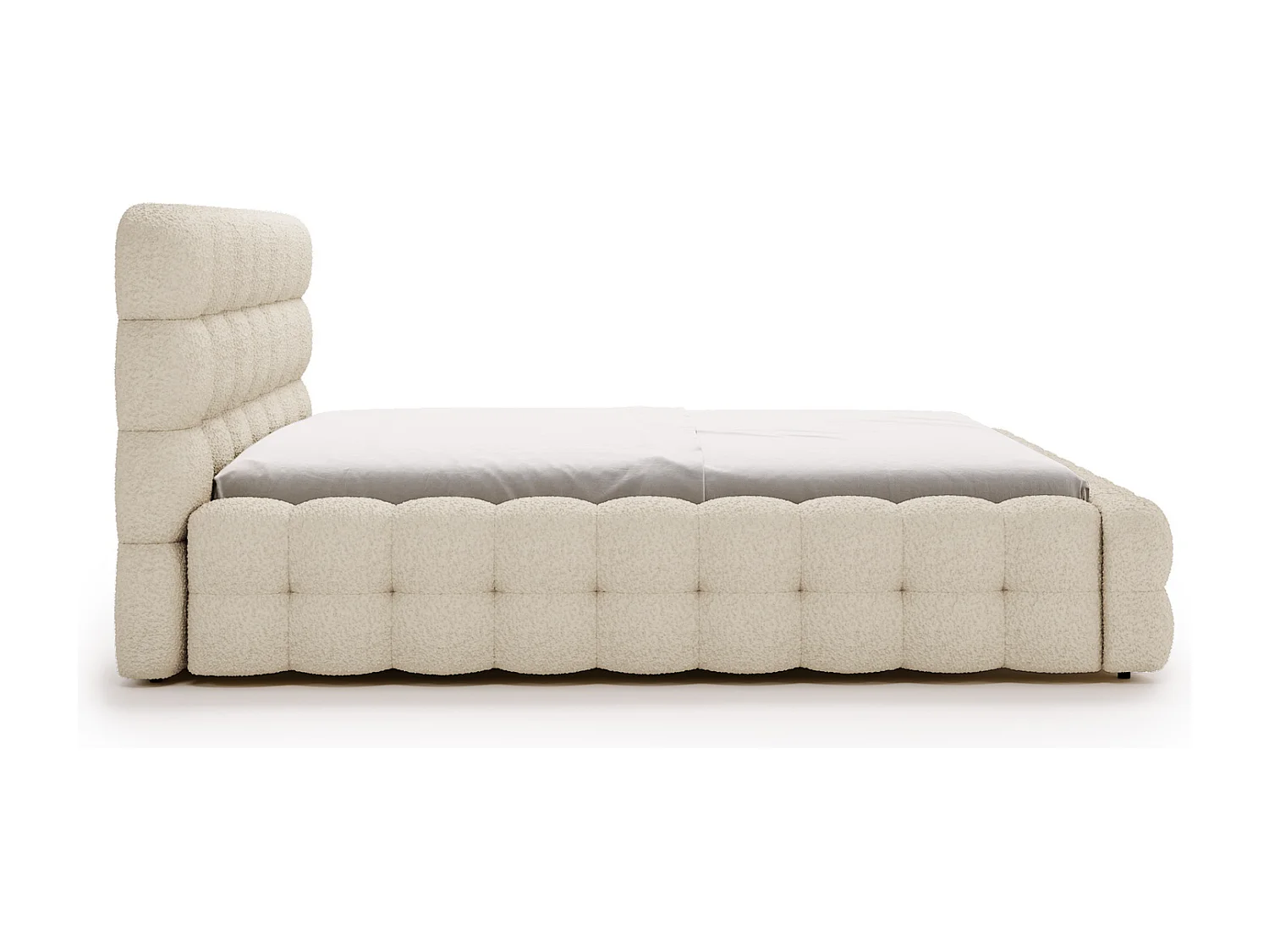 Emporius Gestoffeerd bed 180x200 cm Parlas Bis - luxe bed met met opbergruimte, Bouclé Crème (Anthology 1)