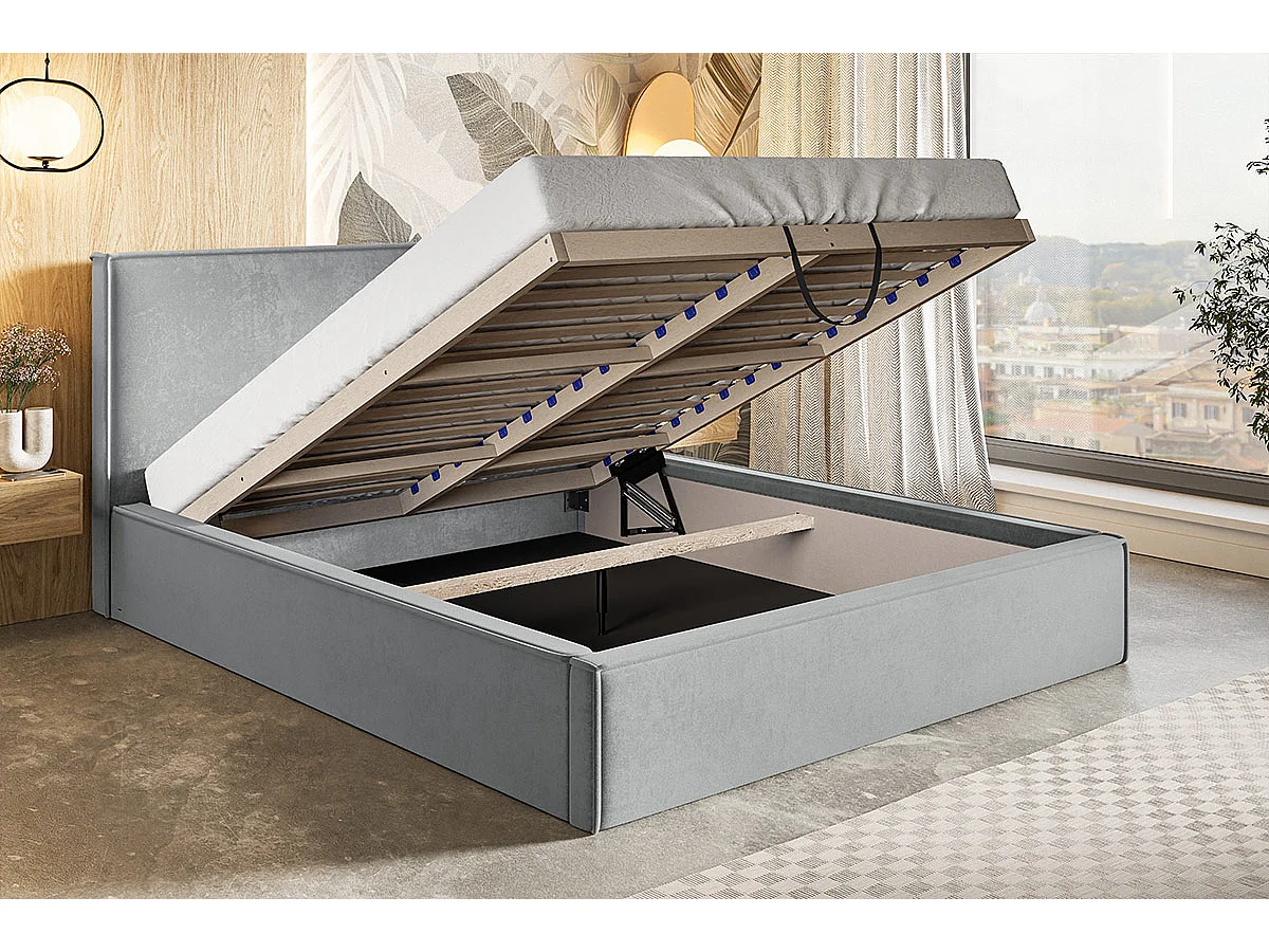 Emporius Gestoffeerd bed 180x200 Kyoto - tweepersoonsbed met opbergruimte - fluwelen Zwart (Amor Velvet 4322)