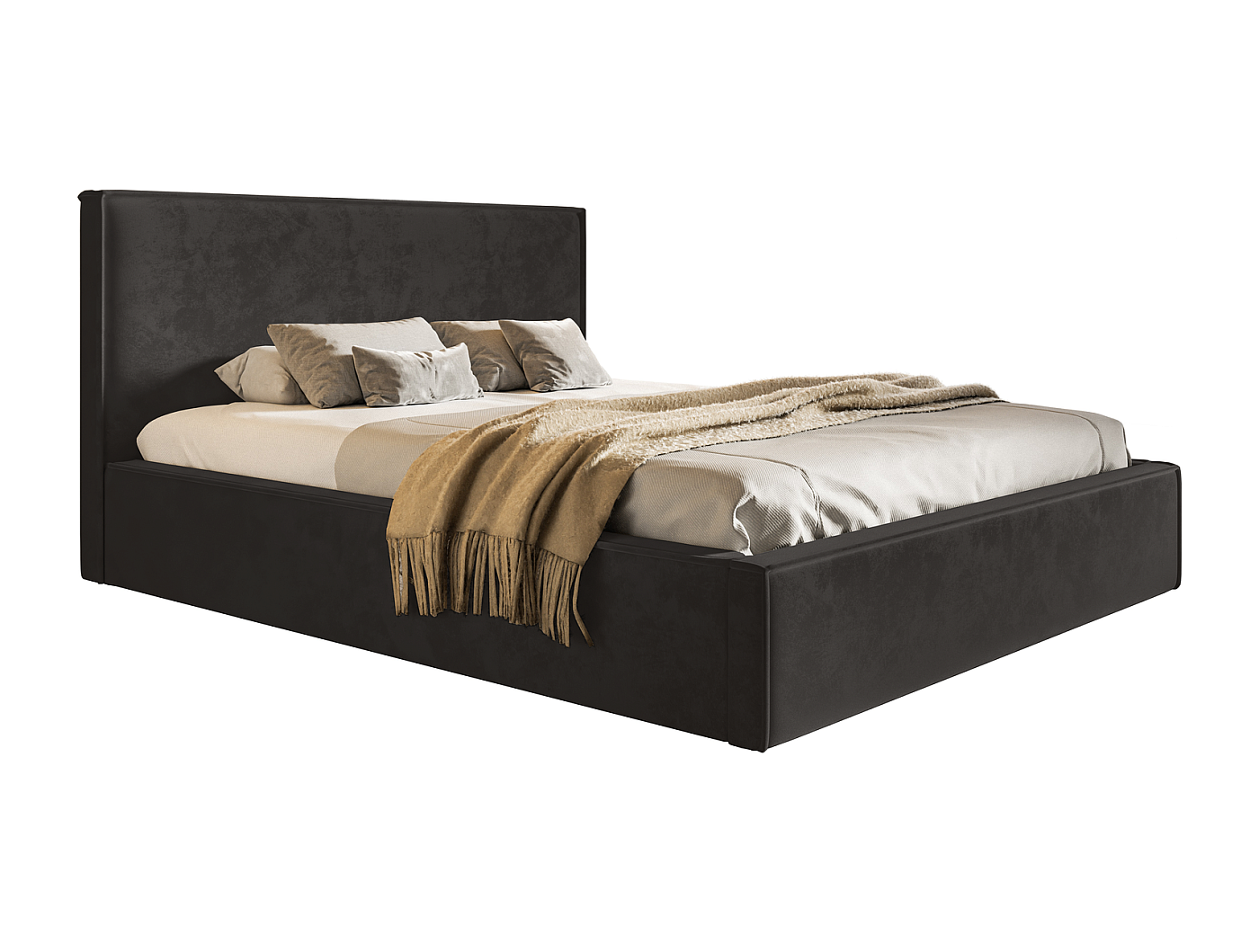 Emporius Valencia Box tweepersoonsbed bed 180x200, bed met opbergruimte - matras en topper - boxspring bed fluweel zwart (Magic Velvet 2219