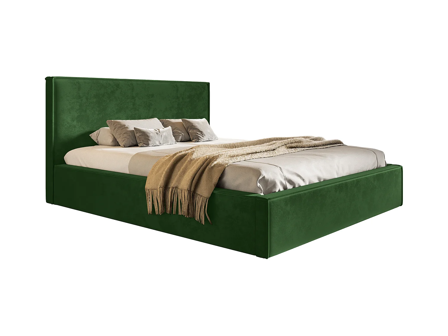 Emporius Gestoffeerd bed 160x200 Kyoto - tweepersoonsbed met opbergruimte - fluwelen Groen (Amor Velvet 4311)