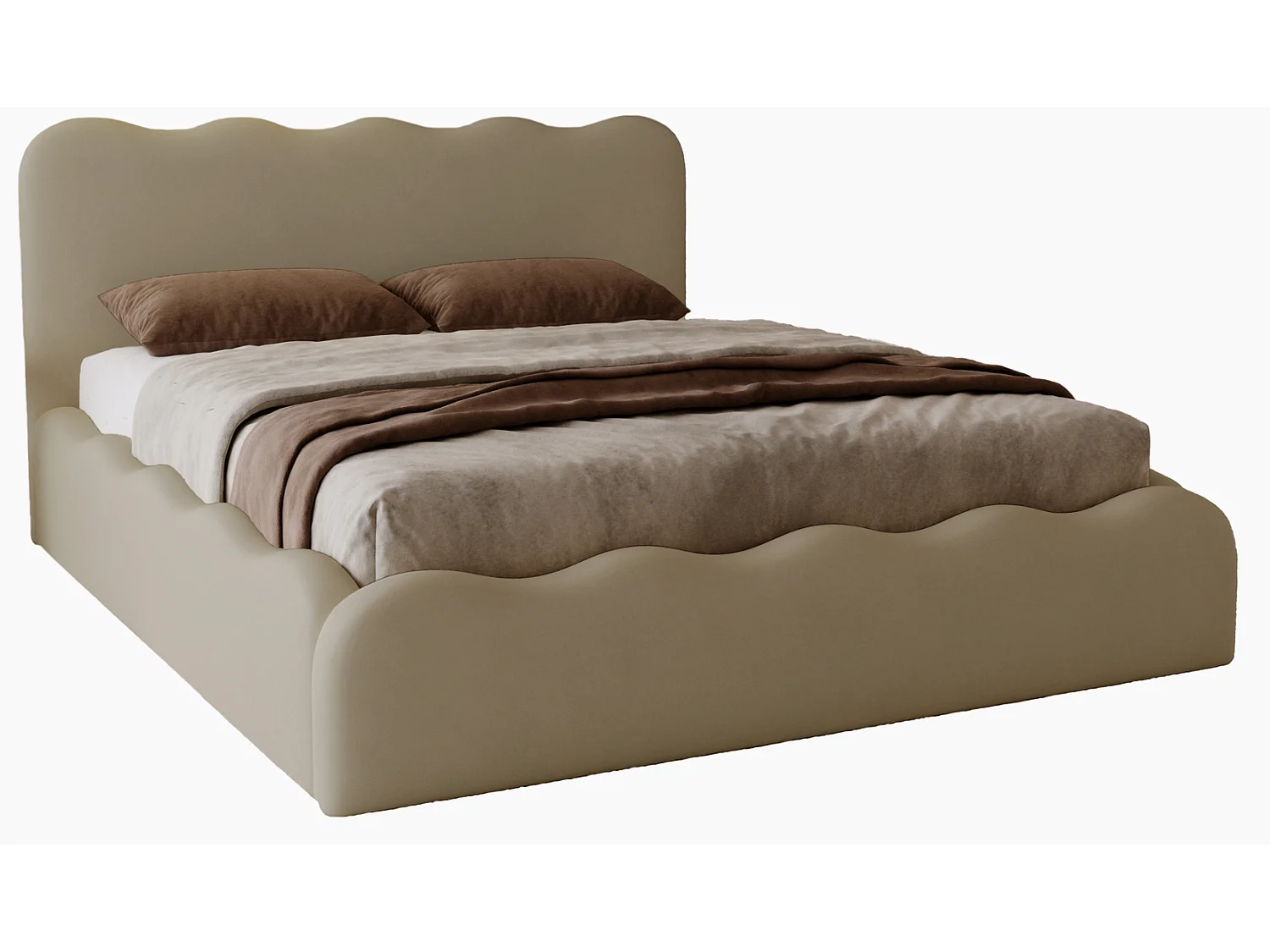 Emporius Lit avec Rangement, Lit double 140 x 200 cm Wave, Lit Brun (Elegance 5)