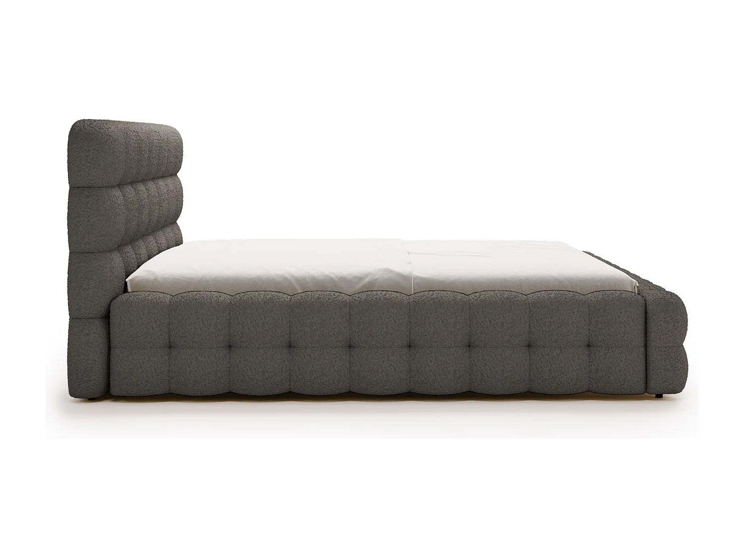 Emporius Gestoffeerd bed 180x200 cm Parlas Bis - luxe bed met met opbergruimte, Bouclé Donkergrijs (Anthology 18)