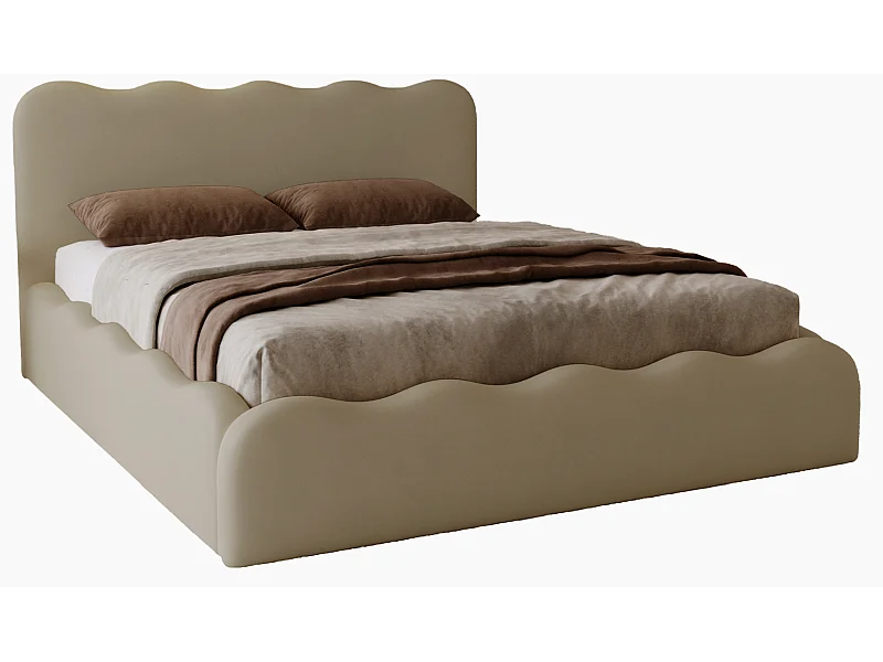 Emporius Polsterbett 160x200 Wave - Doppelbett mit Lattenrost, Bettkasten - Velvet Braun (Elegance 5)