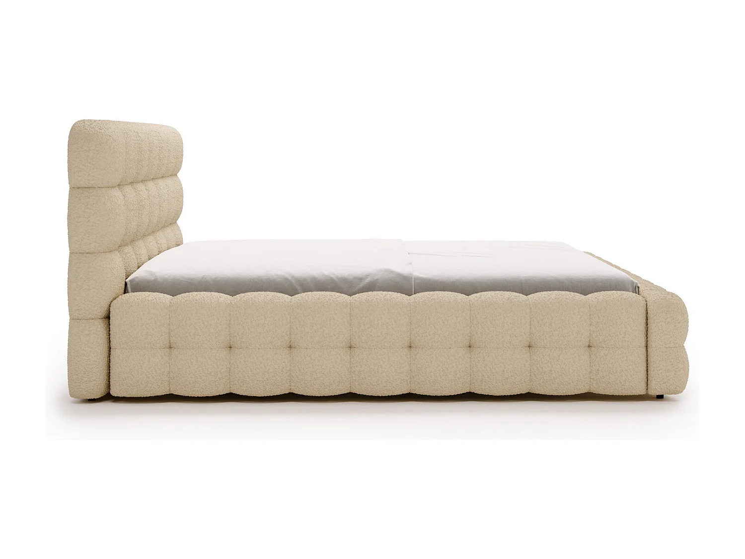 Emporius Gestoffeerd bed 140x200 cm Parlas Bis - luxe bed met met opbergruimte, Bouclé Beige (Anthology 3)